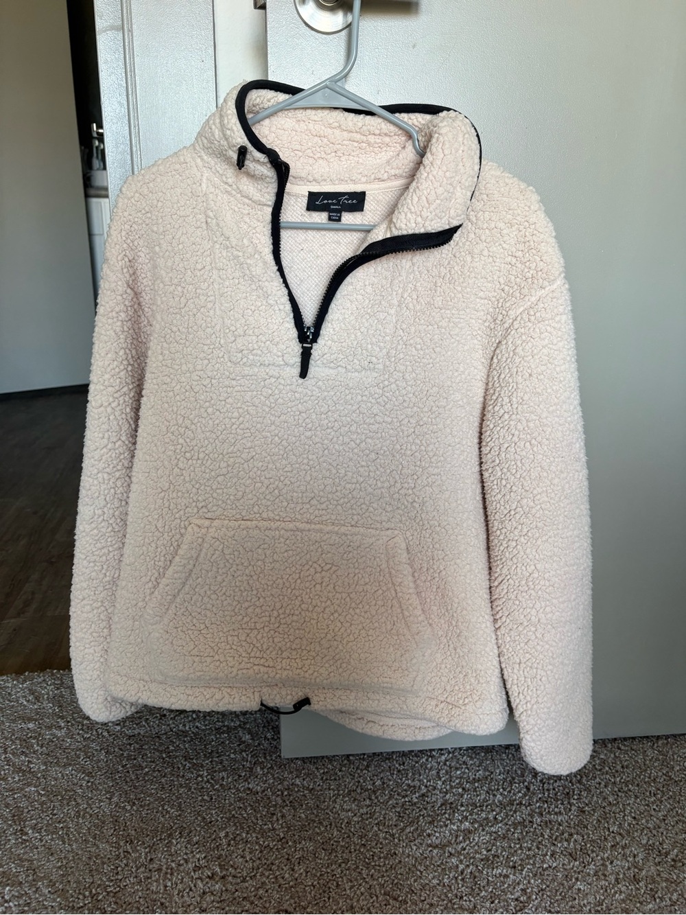 Love Tree Cream Sherpa Pullover with Black Trim